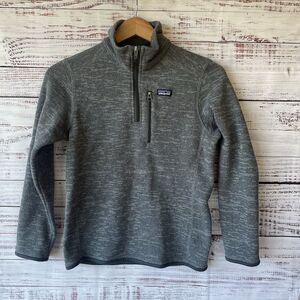 PATAGONIA Girls Gray Pullover Better Sweater 1/4 Zip Large 12
